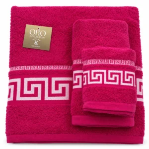 Juego de toallas Grecia Fucsia 100% algodón - 3 piezas