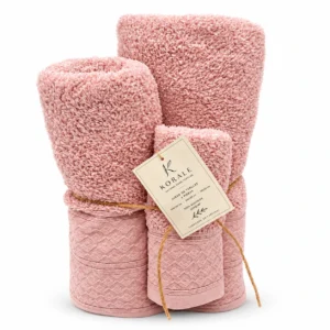 Juego de toallas KORALE Rosa 100% algodón – 3 piezas