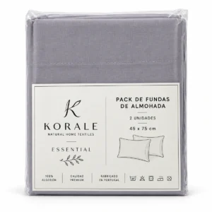 Fundas de Almohada KORALE Gris 100% Algodón – Varias Medidas