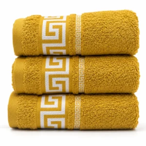Pack 3 Toallas de Lavabo Grecia Mostaza 50x100 cm – 100% Algodón