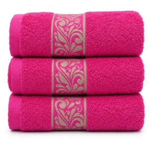 Pack 3 Toallas de Lavabo Laurel Fucsia 50x100 cm – 100% Algodón
