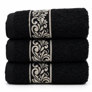 Pack 3 Toallas de Lavabo Laurel Negro 50x100 cm – 100% Algodón